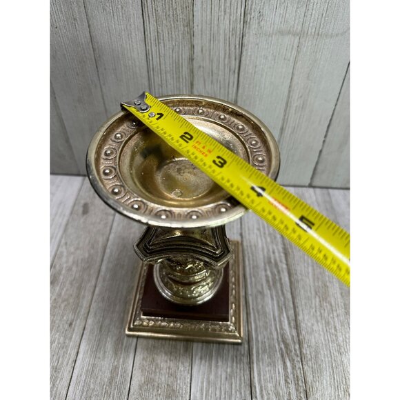 Vintage Dilly Mfg Co. Ornate Pillar Candle Holder Metal Home Decor 7" Tall - Picture 7 of 8